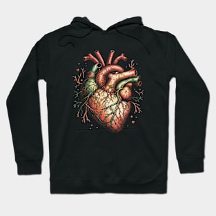 Human heart, Vintage anatomy style, human heart, anatomy art, student, doctor, medical Hoodie